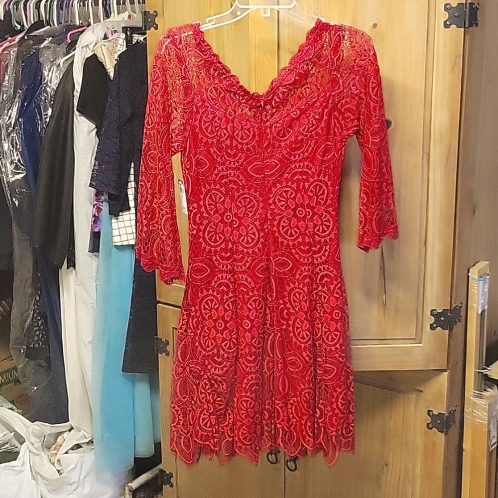 Red lace dress